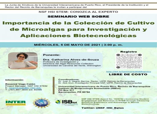 Seminario Web sobre Importancia de la Colección de Cultivo de Microalgas para Investigación y Aplicaciones Biotecnológicas