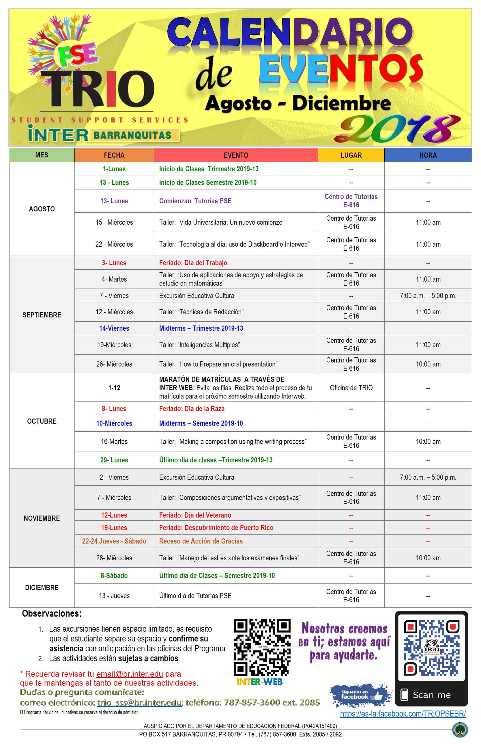 Calendario Inter Barranquitas