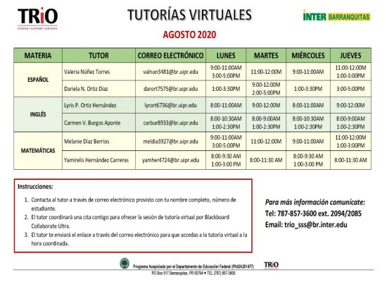 Tutorías Virtuales TRIO