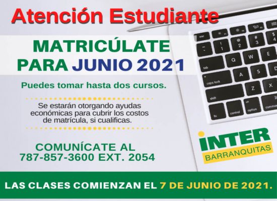 Matricúlate para Junio 2021