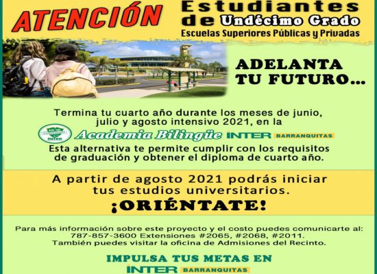 Atención Estudiantes de Undécimo Grado