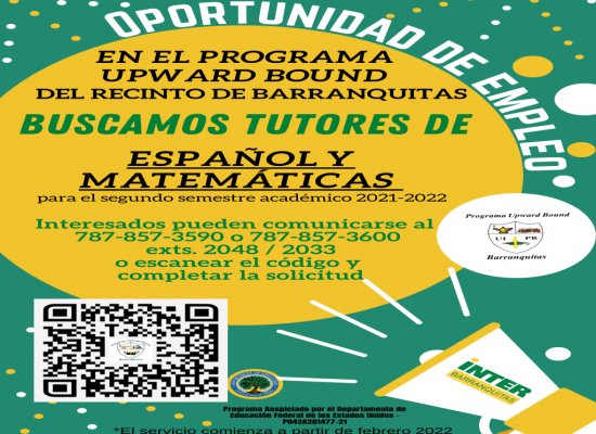 Upward Bound – Oportunidad de Empleo