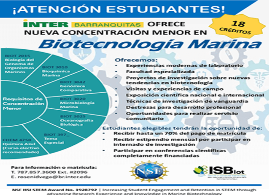 Nueva concentración menor en Biotecnología Marina